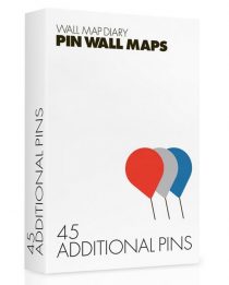 Balík prídavných pripínačiek k mapám Pin Wall. V balení je 45 kusov v troch farbách - červenej, modrej a šedej.